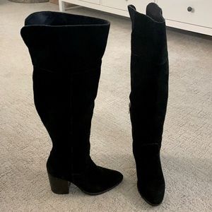 Steve Madden OTK Black Suede Boots 6.5 wide calf
